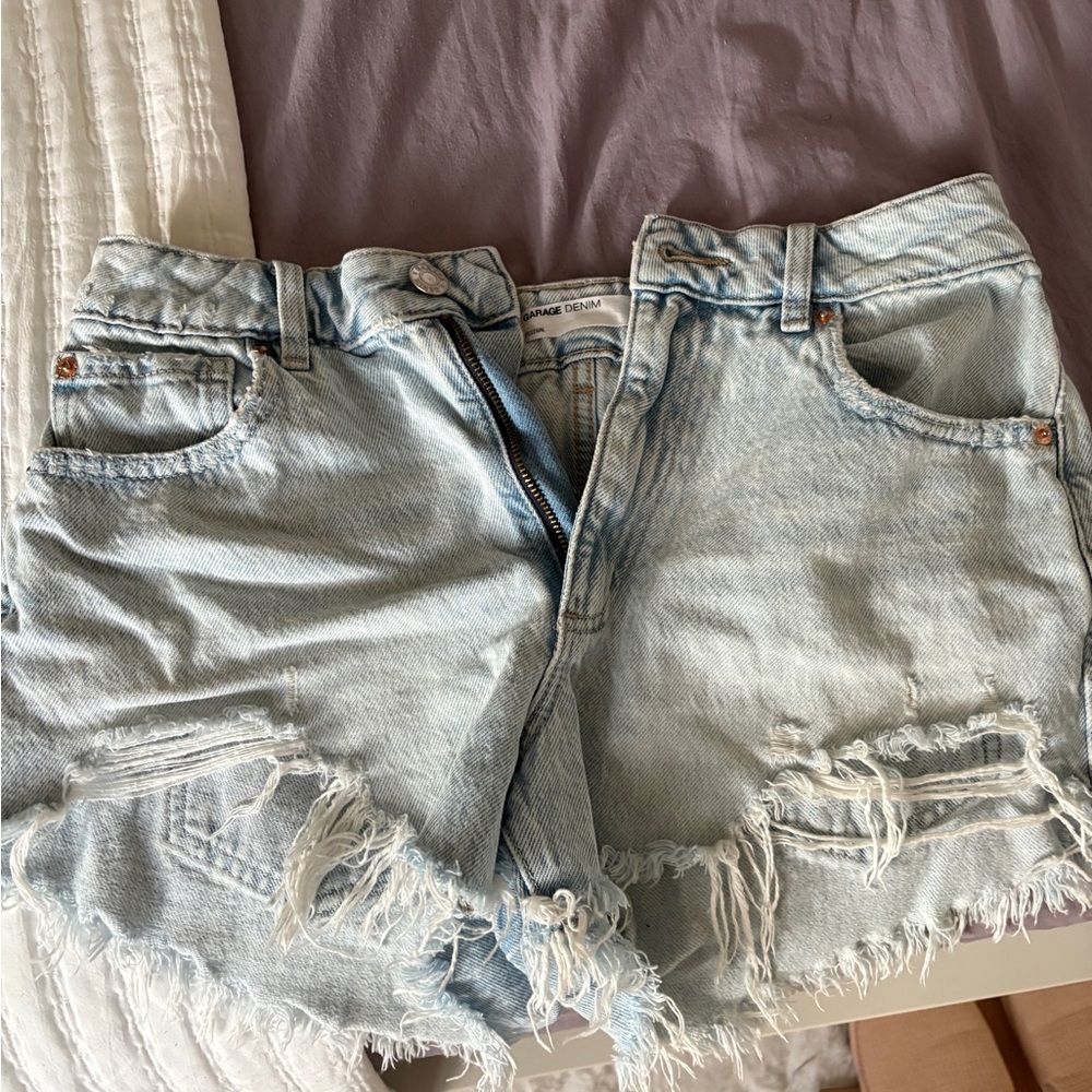 Garage Blue Distressed Jean Shorts